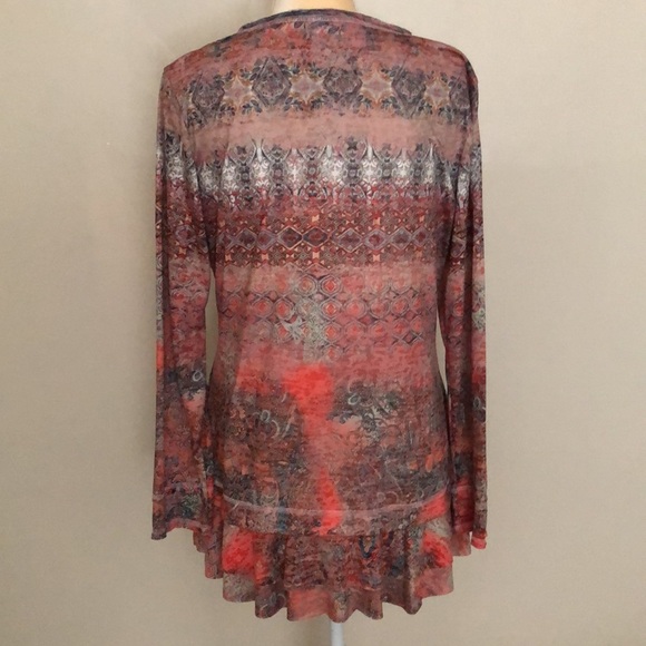V Cristina Beautiful Multi-Color Embellished Tunic X-Large Long Sleeve - Picture 4 of 8